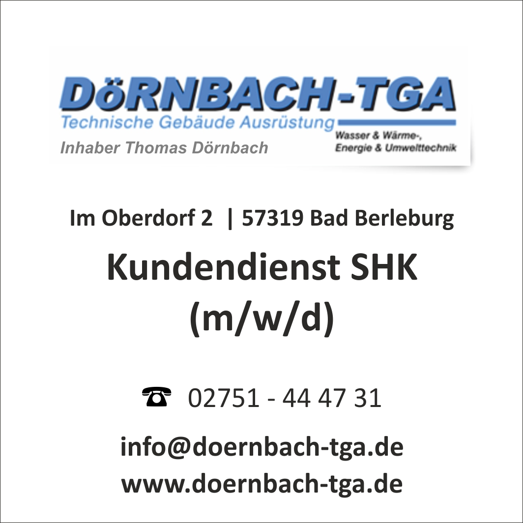 Doernbach TGA Obermonteur Berleburg Anlagenmechaniker